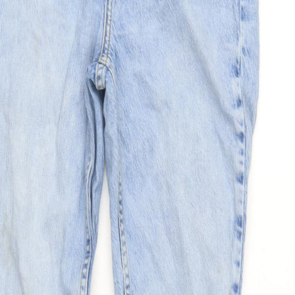Zara Womens Blue Cotton Blend Bootcut Jeans Size 10 L31 in Regular Zip - Inside side vents to legs.