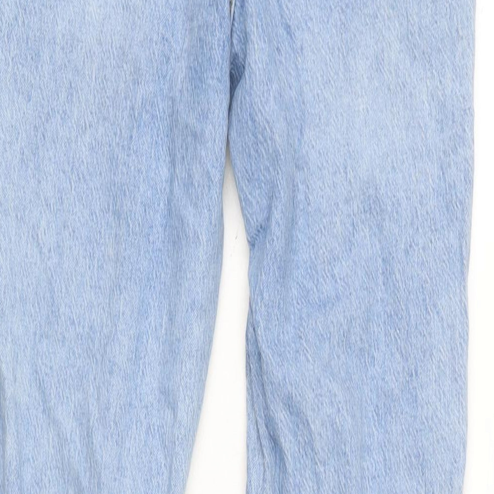 Zara Womens Blue Cotton Blend Bootcut Jeans Size 10 L31 in Regular Zip - Inside side vents to legs.