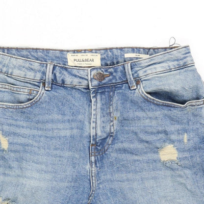 Pull&Bear Mens Blue Cotton Bermuda Shorts Size 30 in L10 in Regular Zip