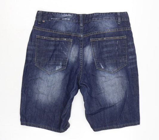 Open Mens Blue Cotton Bermuda Shorts Size 34 in L10 in Regular Zip