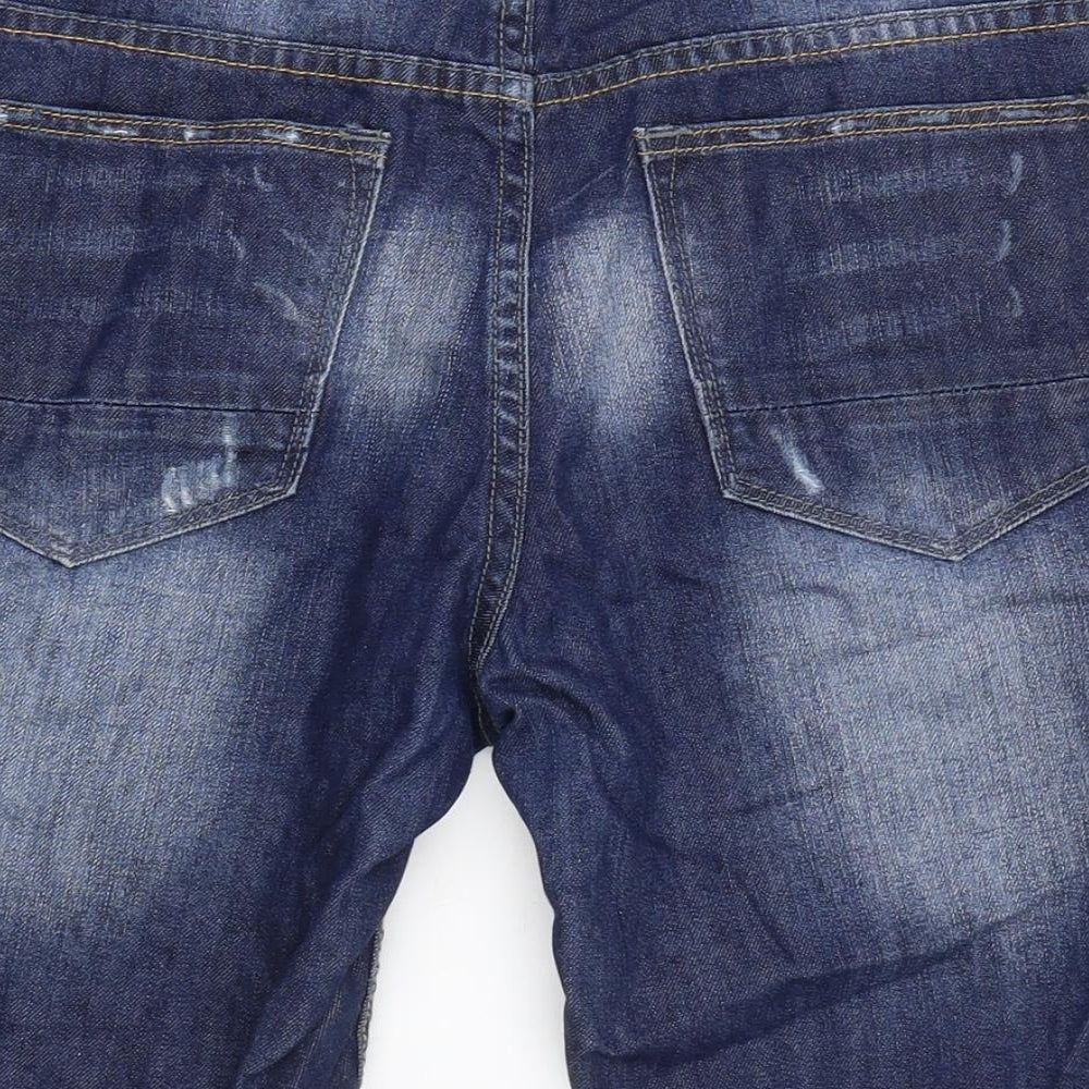 Open Mens Blue Cotton Bermuda Shorts Size 34 in L10 in Regular Zip