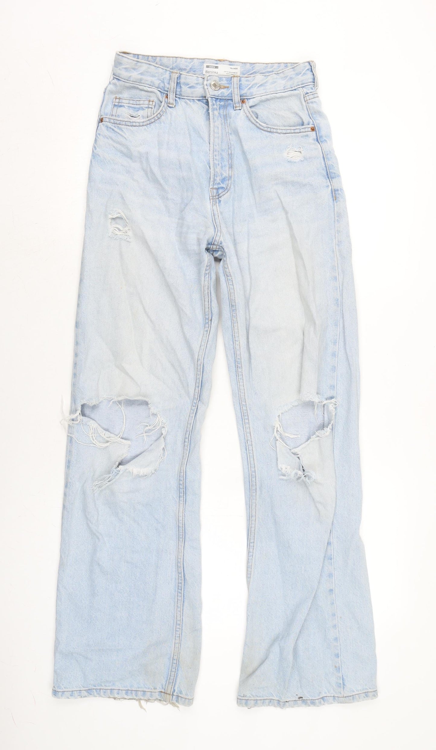 Womens UK Size 6 Berksha Regular Fit Wide-Leg Blue Jeans