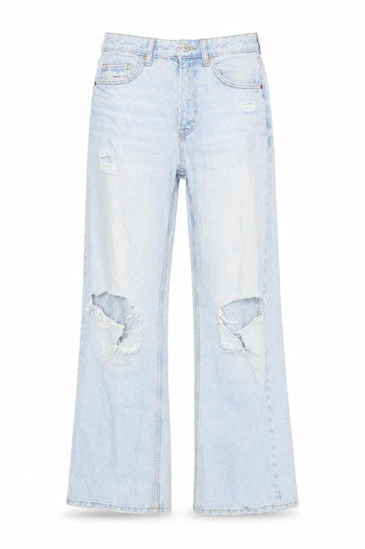 Womens UK Size 6 Berksha Regular Fit Wide-Leg Blue Jeans
