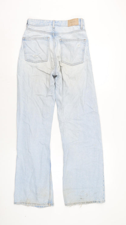 Womens UK Size 6 Berksha Regular Fit Wide-Leg Blue Jeans