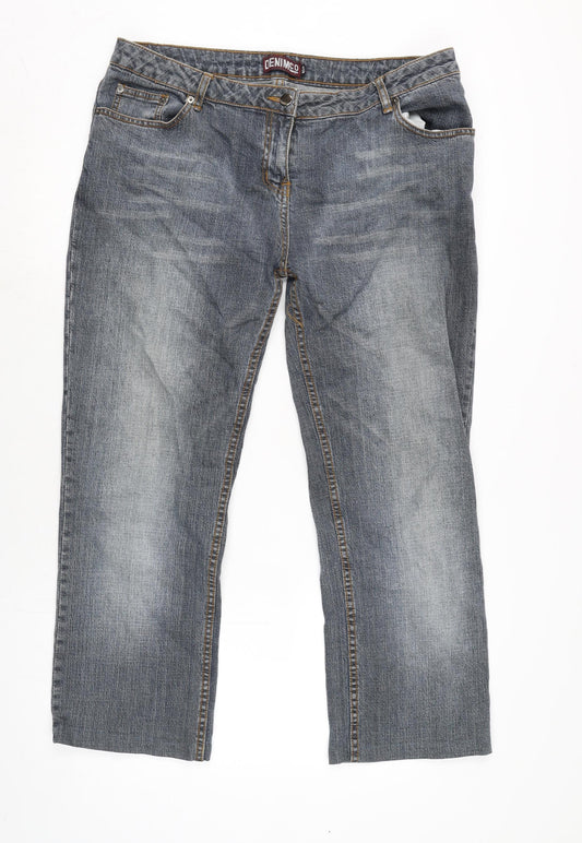 Denim & Co. Mens Blue Cotton Blend Straight Jeans Size 38 in L26 in Regular Zip