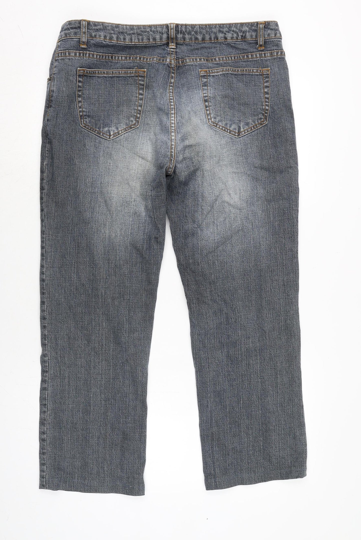 Denim & Co. Mens Blue Cotton Blend Straight Jeans Size 38 in L26 in Regular Zip