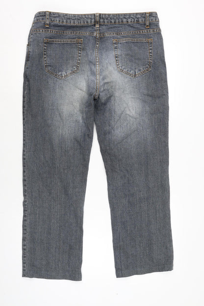 Denim & Co. Mens Blue Cotton Blend Straight Jeans Size 38 in L26 in Regular Zip