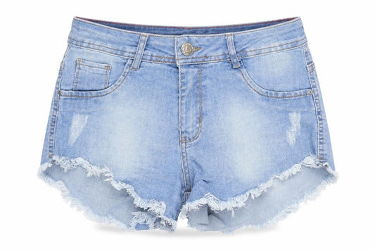 Play Denim Womens Blue Cotton Cut-Off Shorts Size 8 Regular Zip - Distressed