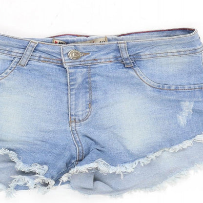Play Denim Womens Blue Cotton Cut-Off Shorts Size 8 Regular Zip - Distressed