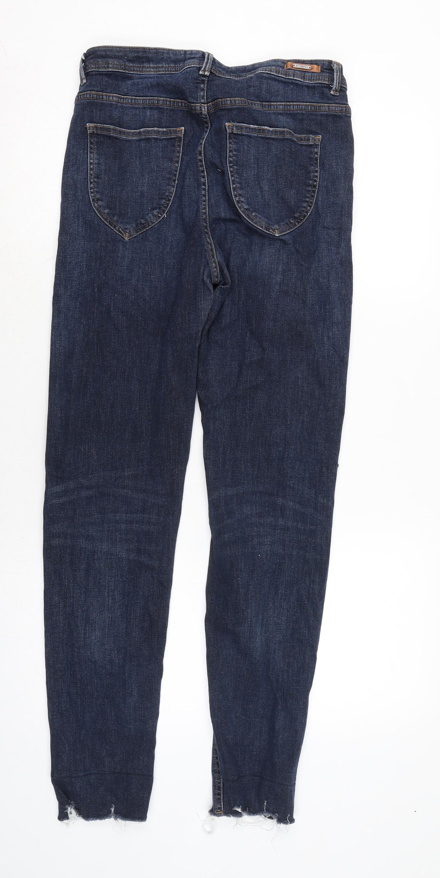 Reserve Denim Womens Blue Cotton Blend Tapered Jeans Size 12 L30 in Regular Zip - Raw Hem