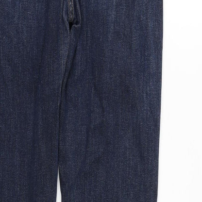 Reserve Denim Womens Blue Cotton Blend Tapered Jeans Size 12 L30 in Regular Zip - Raw Hem
