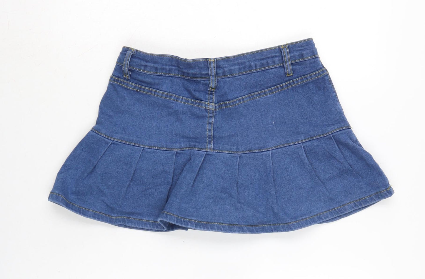 CIDER Womens Blue Cotton Skater Skirt Size L Zip