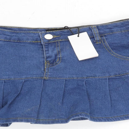 CIDER Womens Blue Cotton Skater Skirt Size L Zip