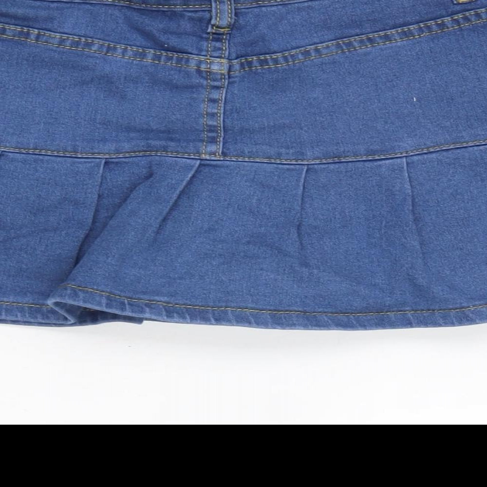 CIDER Womens Blue Cotton Skater Skirt Size L Zip