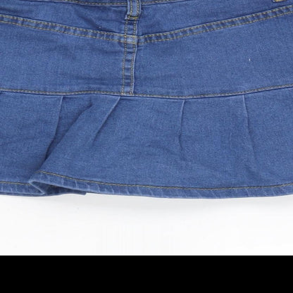 CIDER Womens Blue Cotton Skater Skirt Size L Zip