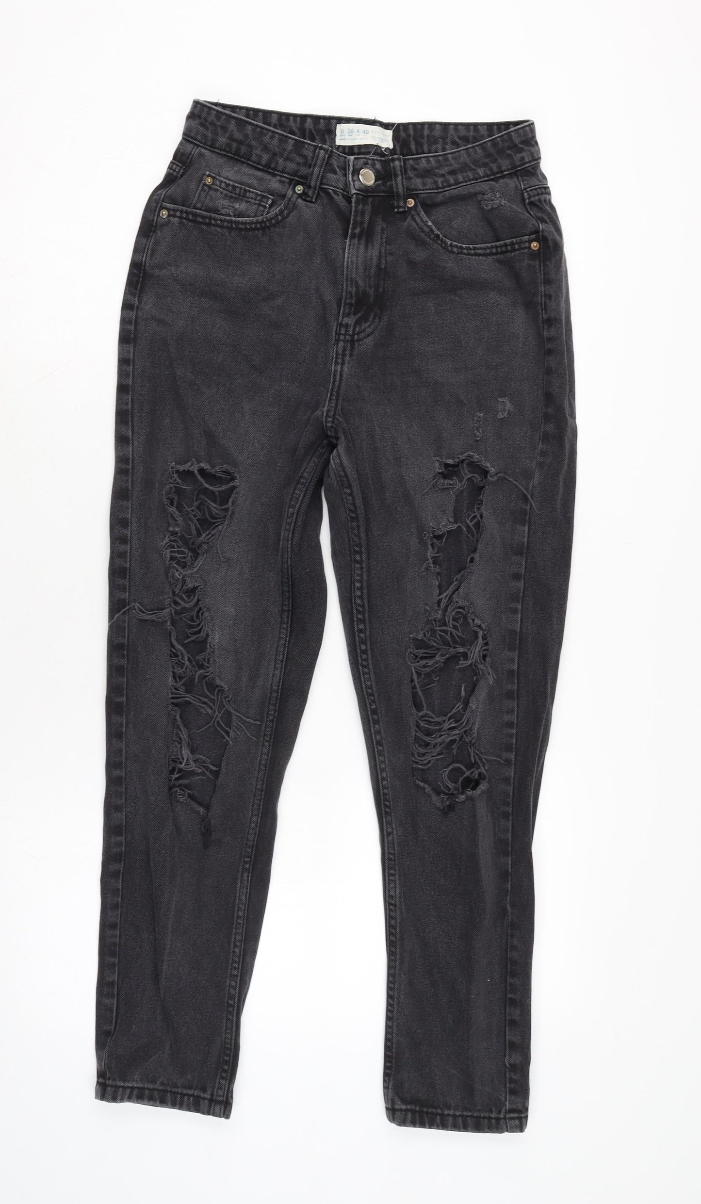 Denim & Co. Womens Green Cotton Straight Jeans Size 8 L27 in Regular Zip