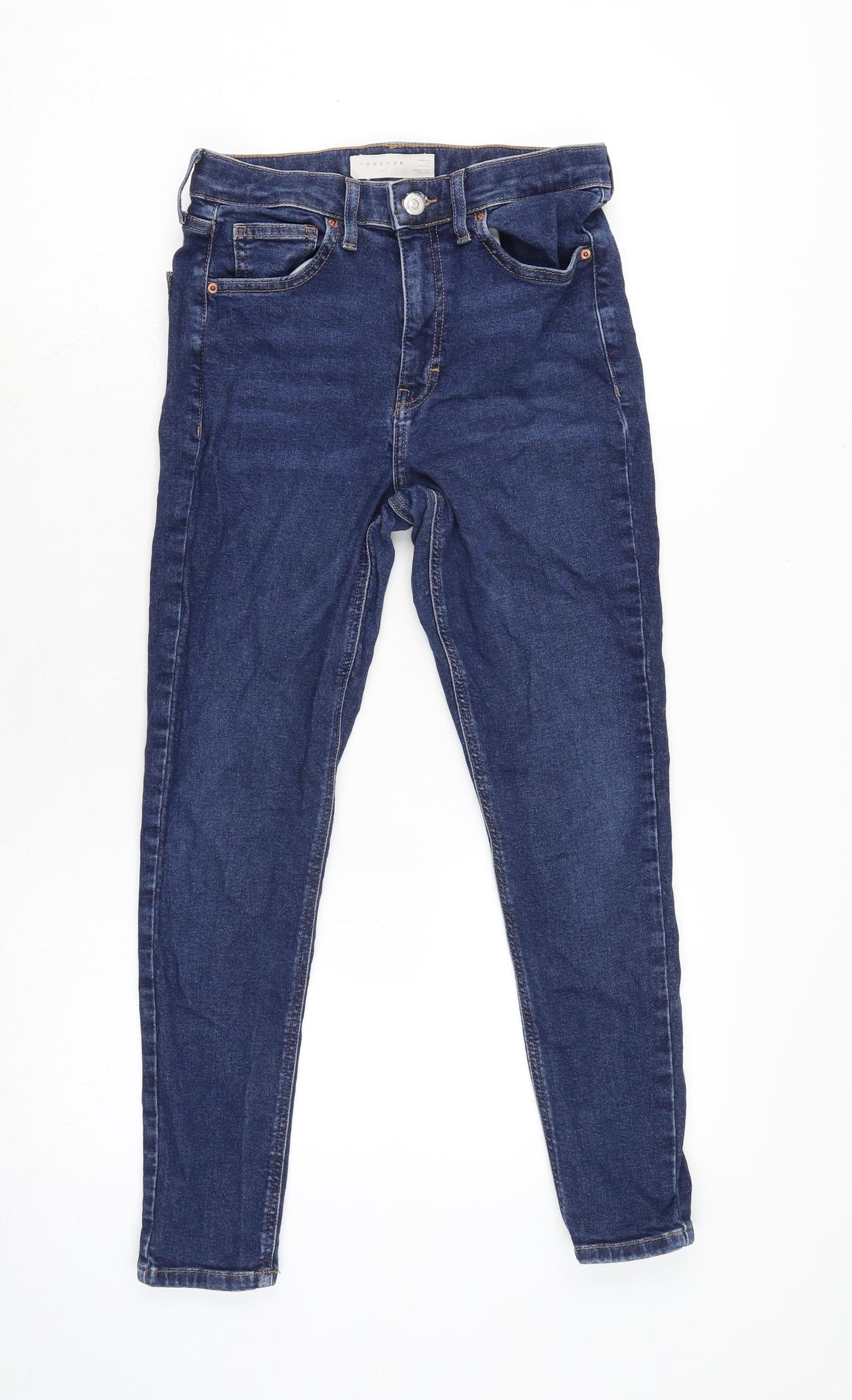 Topshop Womens Blue Cotton Blend Tapered Jeans Size 26 in L24.5 in Regular Zip
