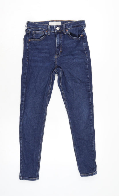 Topshop Womens Blue Cotton Blend Tapered Jeans Size 26 in L24.5 in Regular Zip