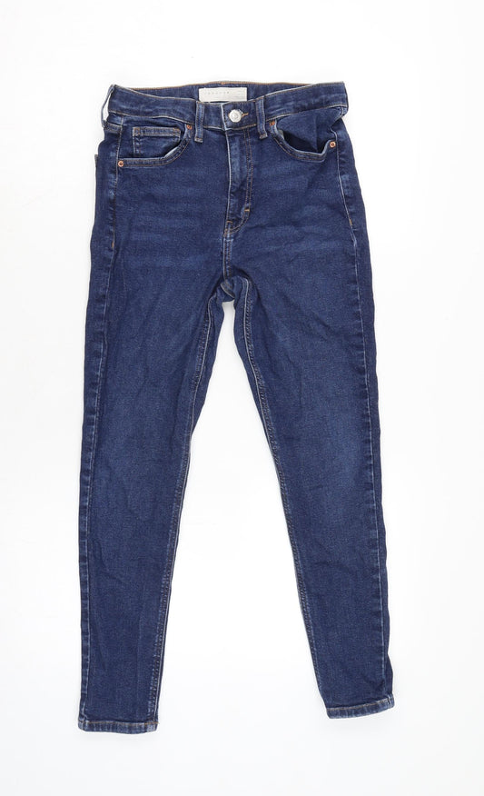Topshop Womens Blue Cotton Blend Tapered Jeans Size 26 in L24.5 in Regular Zip
