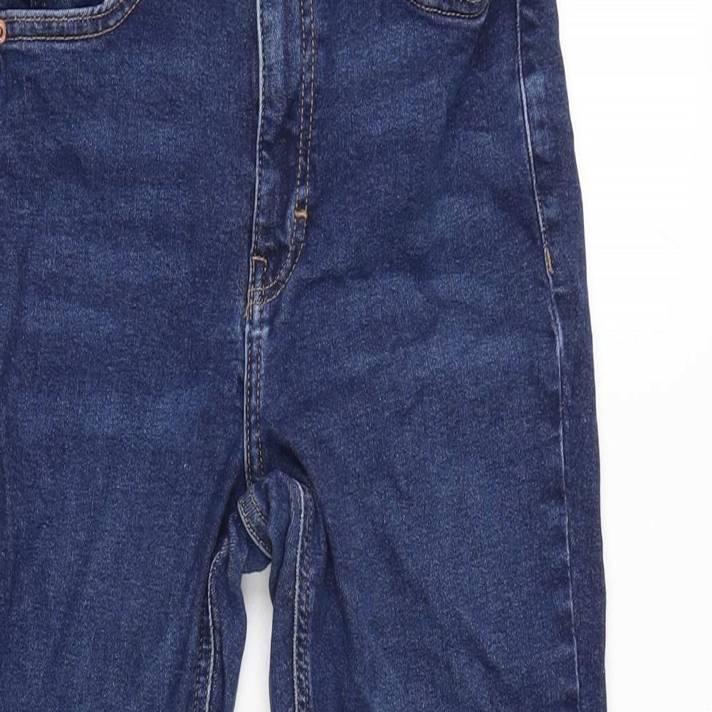 Topshop Womens Blue Cotton Blend Tapered Jeans Size 26 in L24.5 in Regular Zip