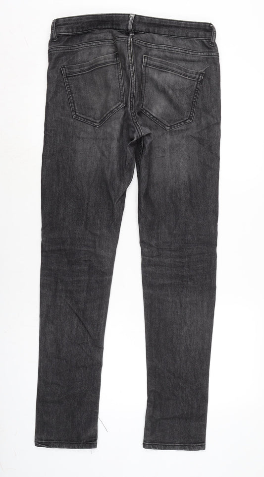 Denim & Co. Mens Grey Cotton Blend Skinny Jeans Size 32 in L32 in Regular Button