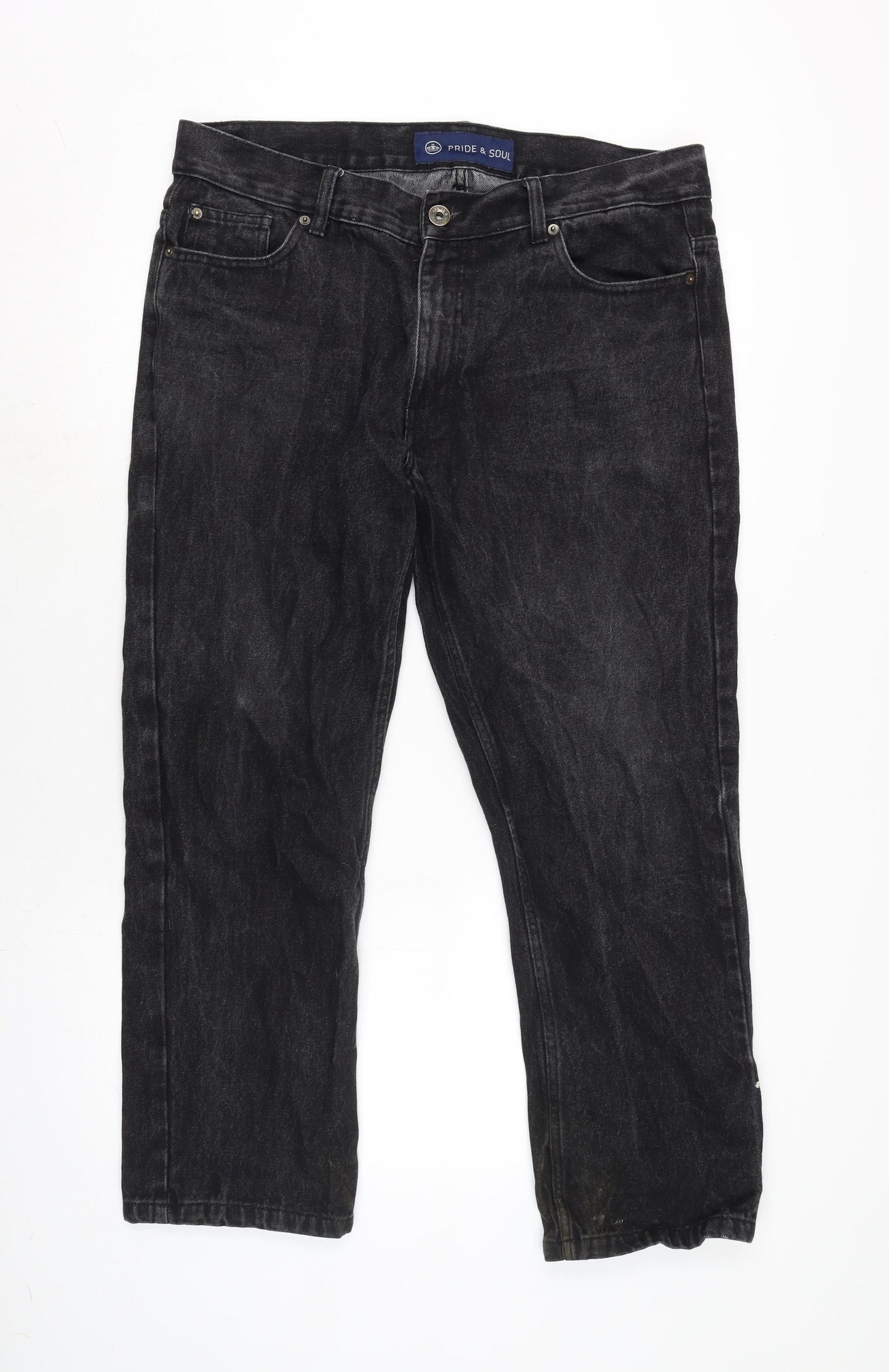 Mens UK Size 38 in Pride & soul Regular Fit Straight Grey Jeans