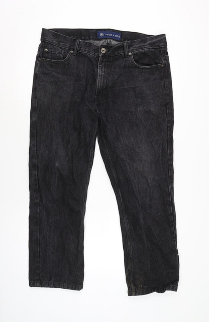 Mens UK Size 38 in Pride & soul Regular Fit Straight Grey Jeans