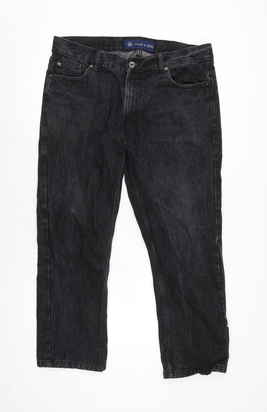 Mens UK Size 38 in Pride & soul Regular Fit Straight Grey Jeans