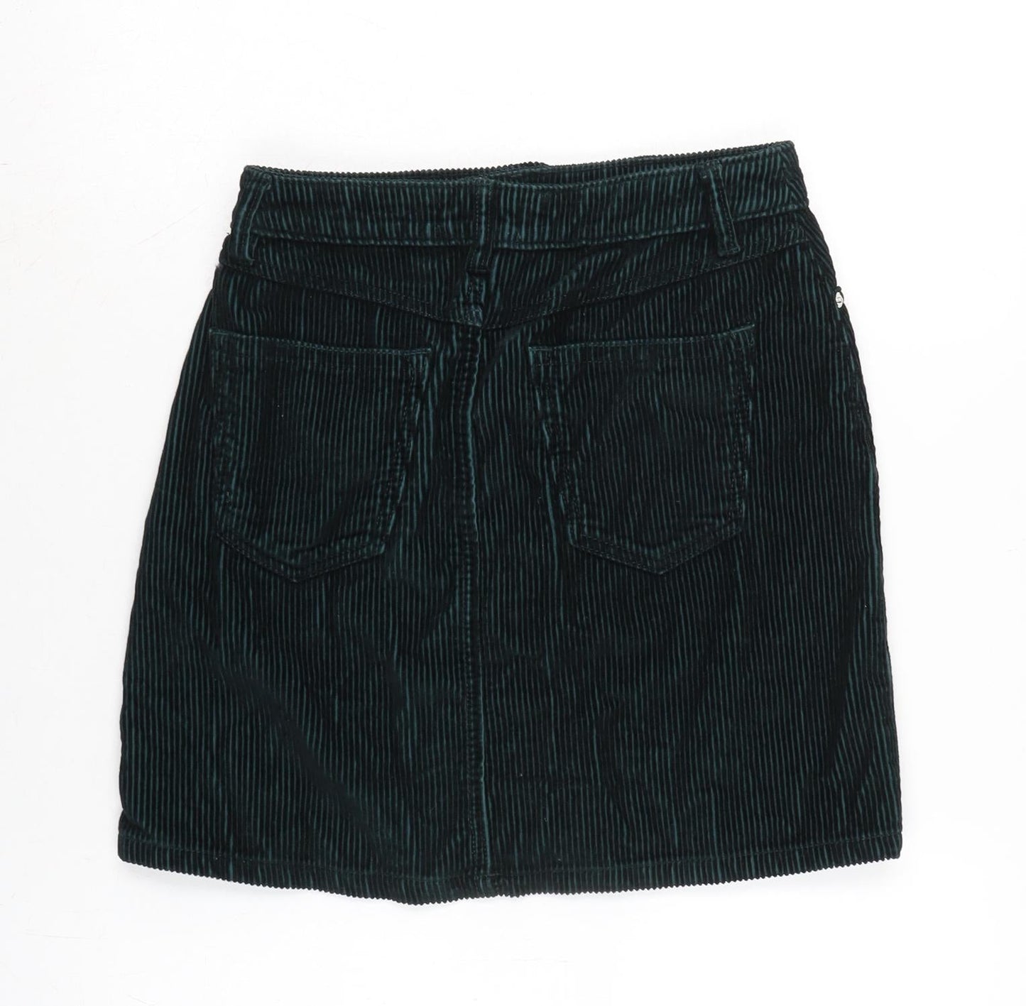 F&F Womens Green Cotton A-Line Skirt Size 6 Zip