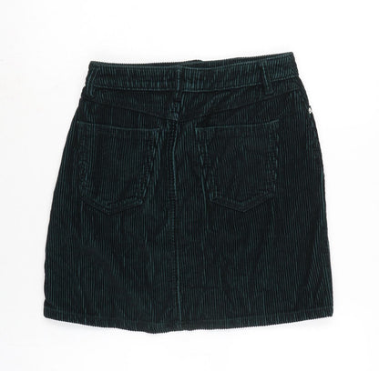 F&F Womens Green Cotton A-Line Skirt Size 6 Zip