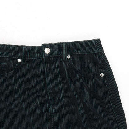 F&F Womens Green Cotton A-Line Skirt Size 6 Zip