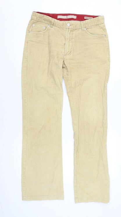 Bob & paul Mens Beige Cotton Trousers Size 32 in L31 in Regular Zip