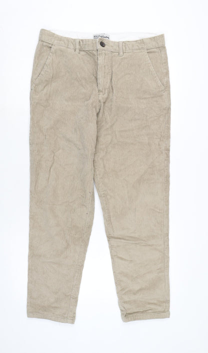 The Stronghold Mens Beige Cotton Trousers Size 34 in L28 in Regular Zip