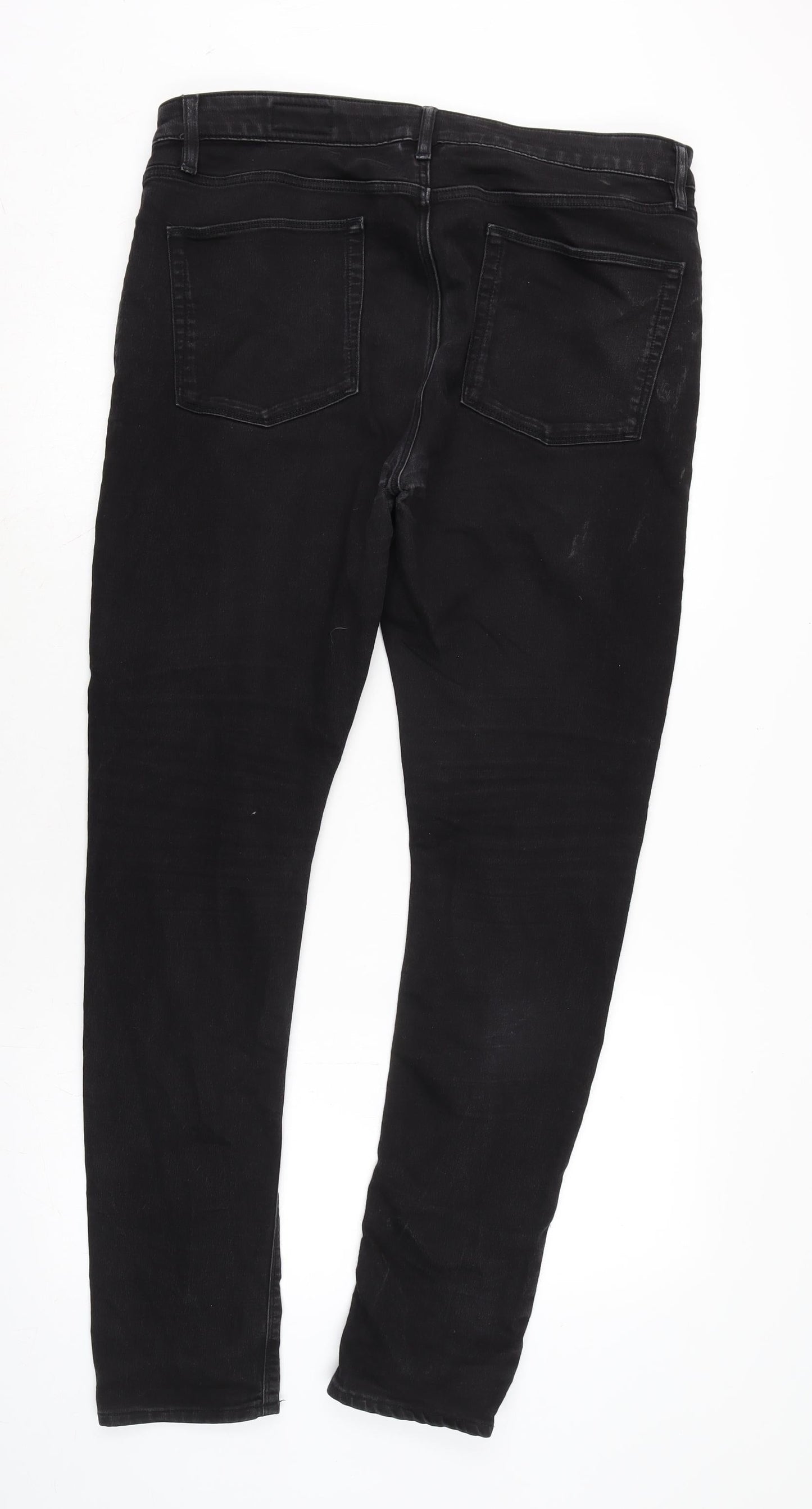 ASOS Mens Black Cotton Blend Straight Jeans Size 38 in L32 in Regular Zip