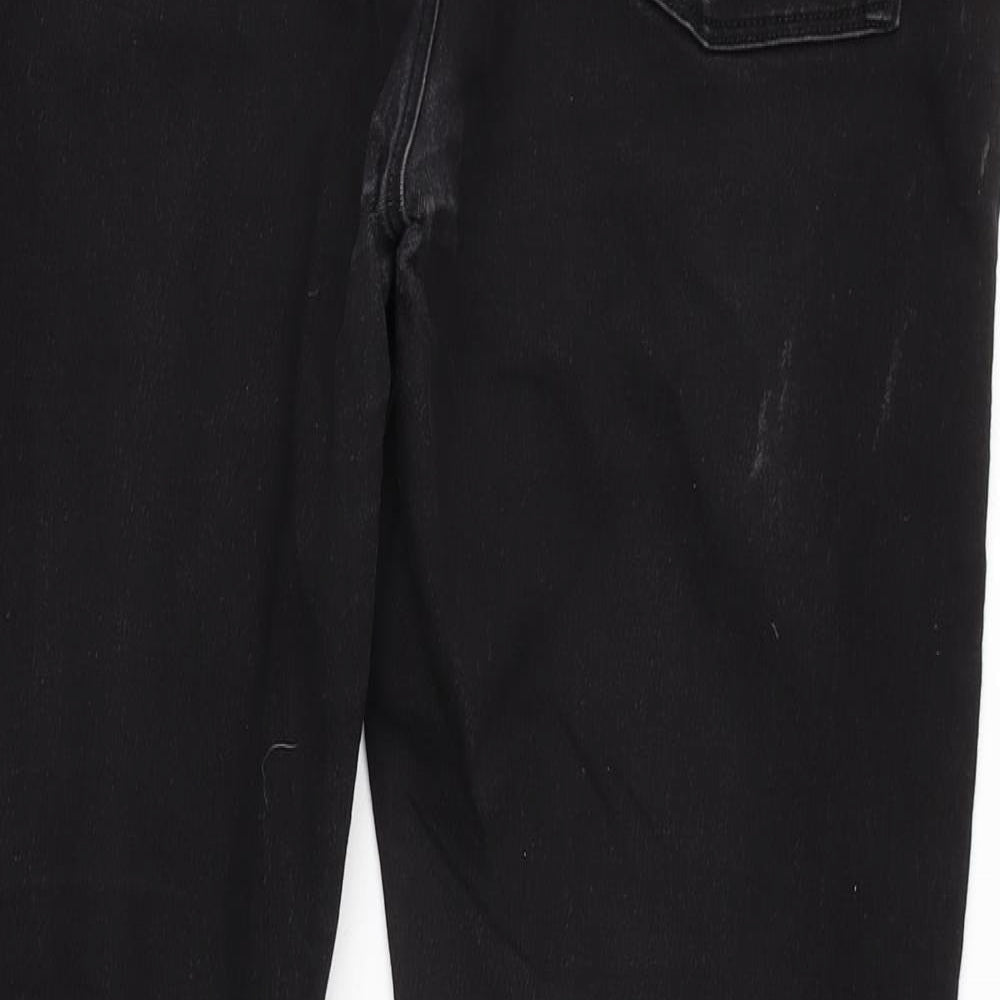 ASOS Mens Black Cotton Blend Straight Jeans Size 38 in L32 in Regular Zip