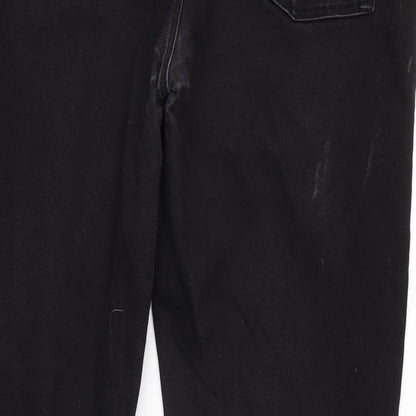 ASOS Mens Black Cotton Blend Straight Jeans Size 38 in L32 in Regular Zip
