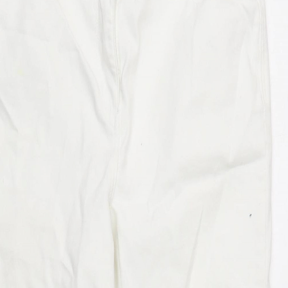 M&Co Womens White Cotton Blend Straight Jeans Size 12 L27.5 in Regular Zip