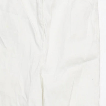 M&Co Womens White Cotton Blend Straight Jeans Size 12 L27.5 in Regular Zip
