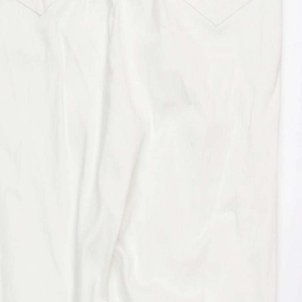 M&Co Womens White Cotton Blend Straight Jeans Size 12 L27.5 in Regular Zip