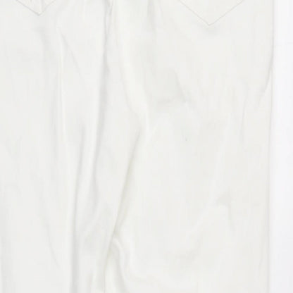 M&Co Womens White Cotton Blend Straight Jeans Size 12 L27.5 in Regular Zip