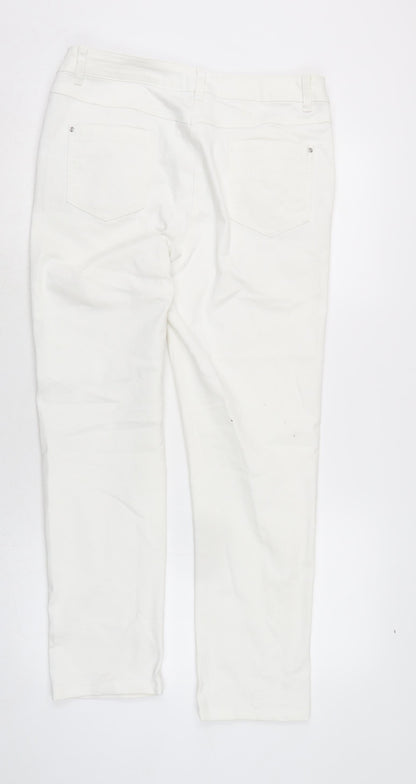 M&Co Womens Silver Cotton Blend Straight Jeans Size 12 L27 in Regular Zip