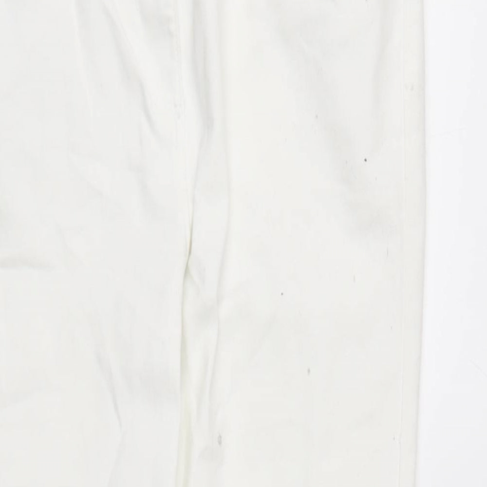 M&Co Womens Silver Cotton Blend Straight Jeans Size 12 L27 in Regular Zip