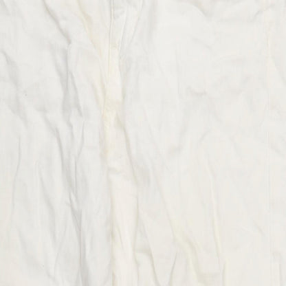 Denim & Co. Womens Ivory Cotton Blend Wide-Leg Jeans Size 14 L30 in Regular Zip