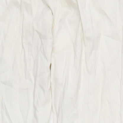 Denim & Co. Womens Ivory Cotton Blend Wide-Leg Jeans Size 14 L30 in Regular Zip