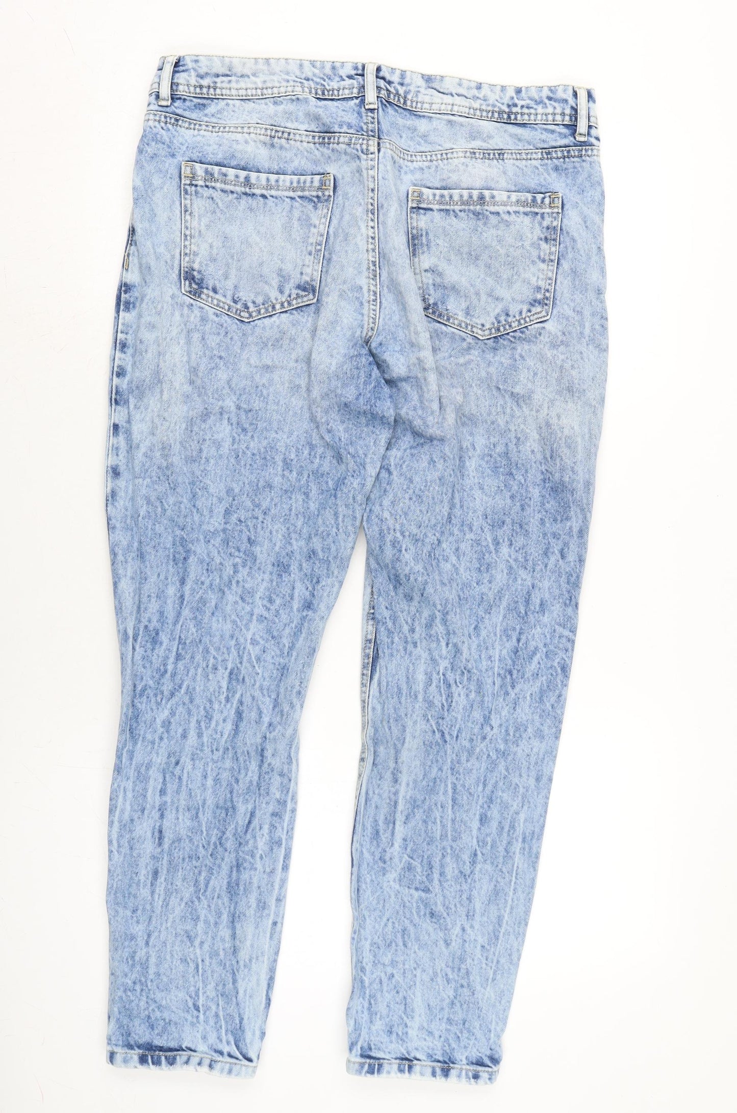 Denim & Co. Womens Blue Cotton Straight Jeans Size 14 L28.5 in Regular Zip