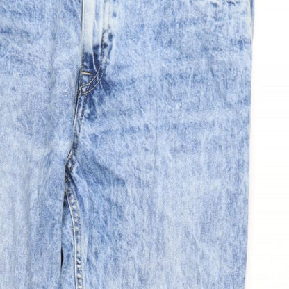 Denim & Co. Womens Blue Cotton Straight Jeans Size 14 L28.5 in Regular Zip