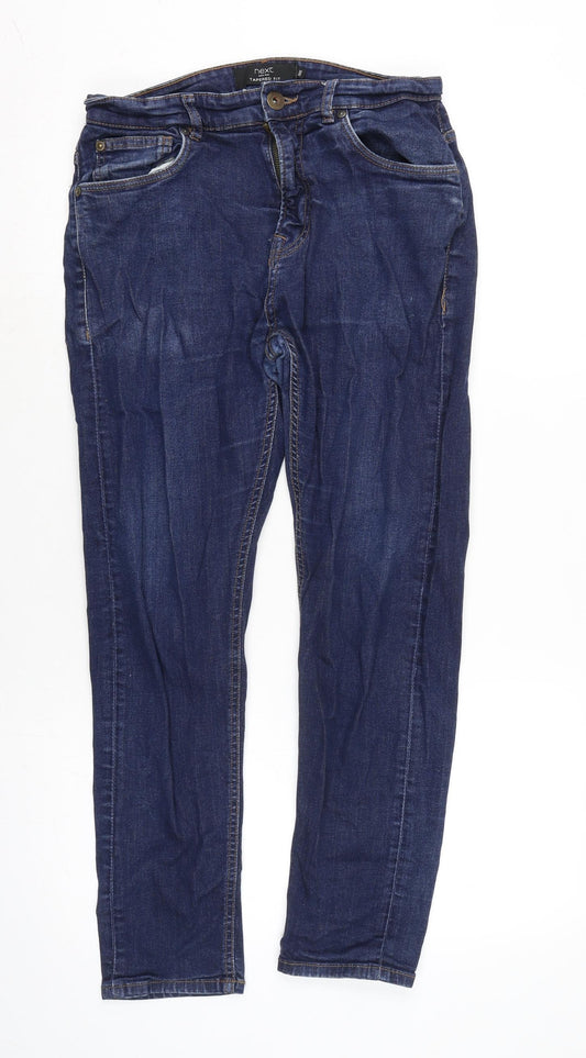 NEXT Mens Blue Cotton Blend Tapered Jeans Size 28 in L26 in Regular Zip