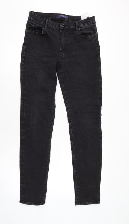 Trussardi Jeans Womens Grey Cotton Blend Straight Jeans Size 28 in L30.5 in Regular Zip - Beaded detail to back pockets.