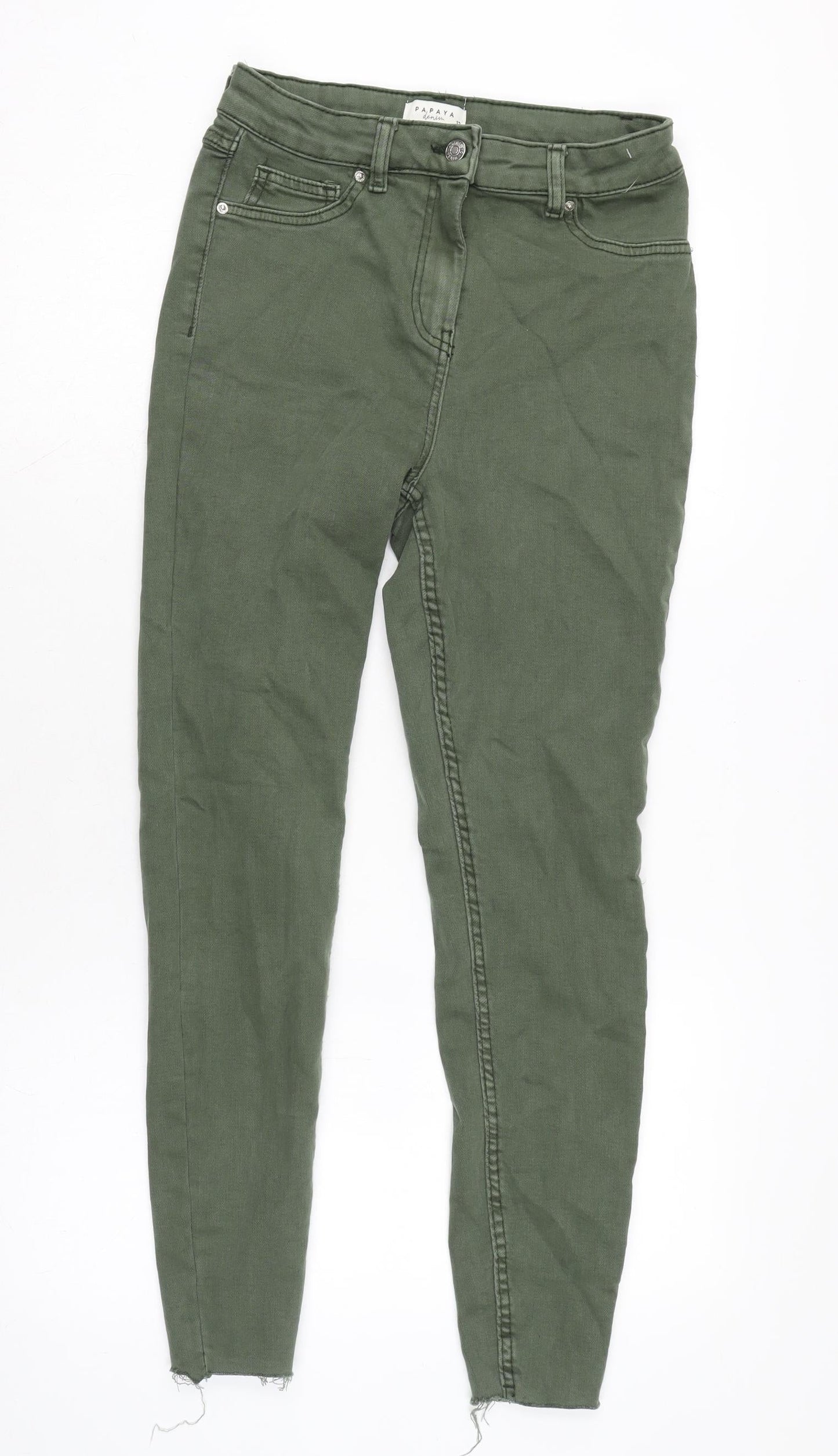 Womens UK Size 12 Papaya Extra-Slim Fit Tapered Green Jeans