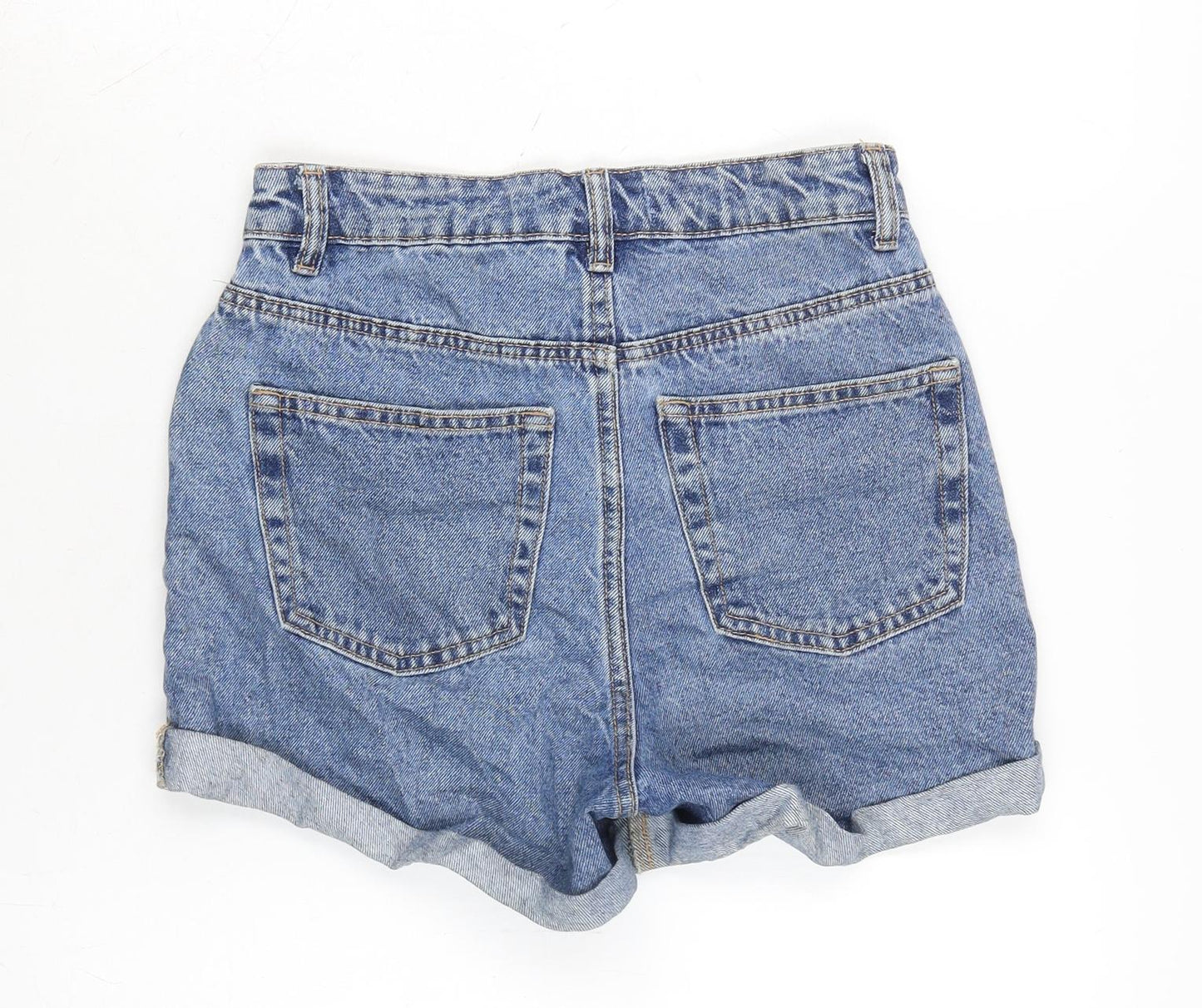 Denim & Co. Womens Blue Cotton Boyfriend Shorts Size 26 in Regular Zip